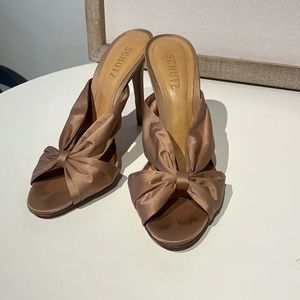 Satin rose sling back heel